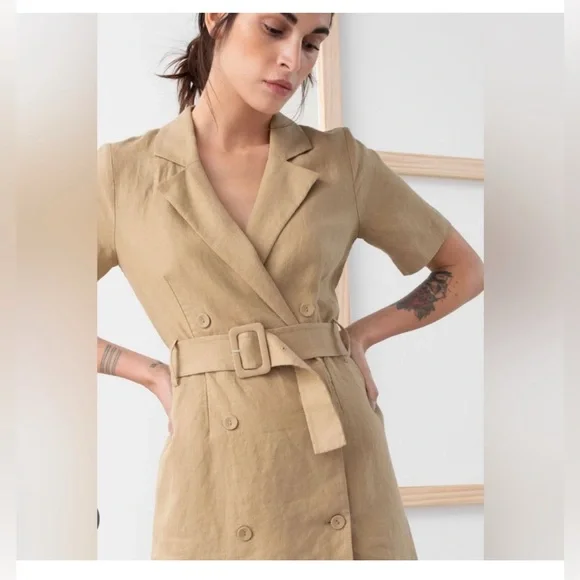 & Other Stories | Dresses | Other Stories Linen Mini Trench Dress Size 4 |  Poshmark